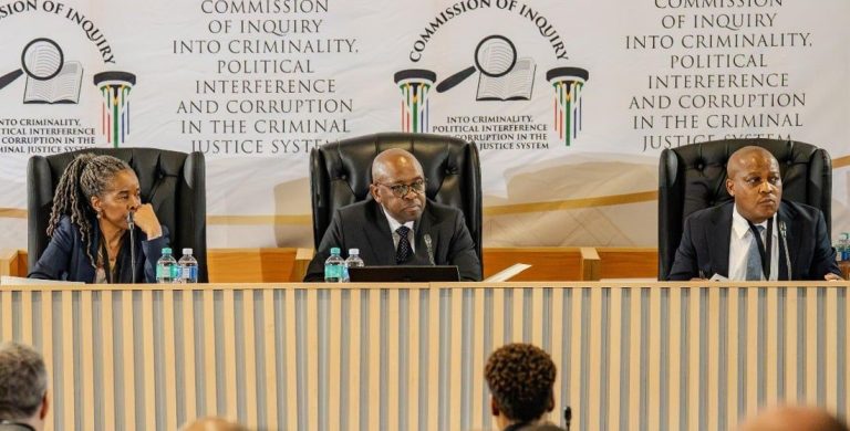 The Madlanga Commission during a public hearing into alleged criminality, political interference and corruption in South Africa's criminal justice system.