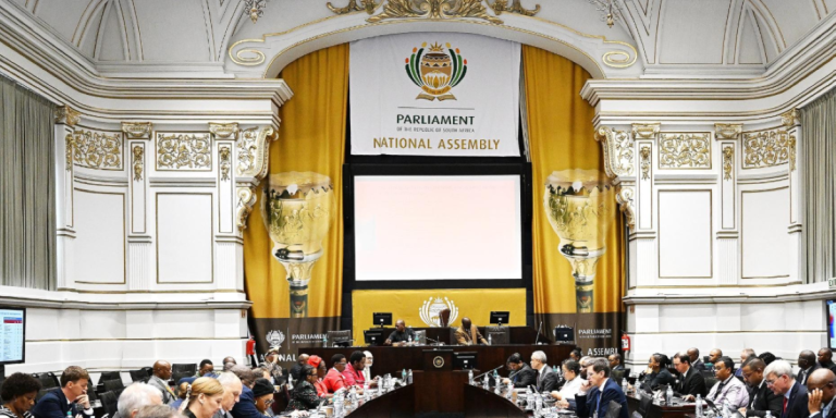 Interior of the South African Parliament building in Cape Town, where the Joint Committee on Ethics and Members’ Interests handles complaints concerning MPs’ conduct.