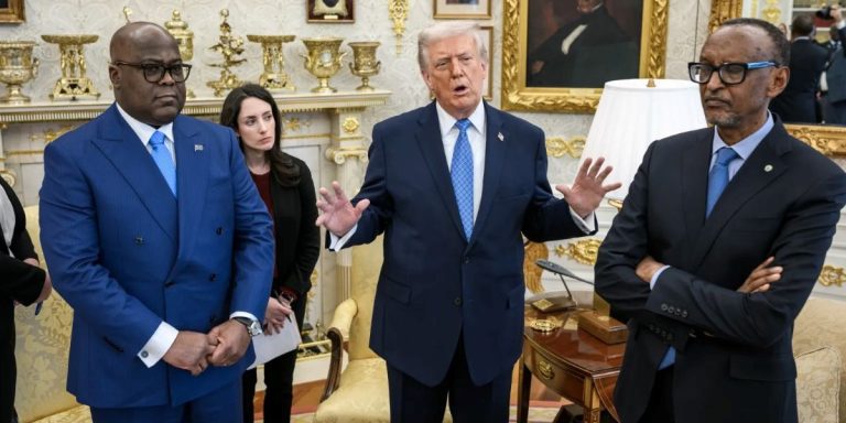 ‘America First’ in Africa: Coltan and cash for condoms and the ‘El Chapos’ US President Donald Trump, Rwandan President Paul Kagame and DRC President Félix Tshisekedi signing the Washington Accords for Peace.